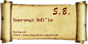 Sopronyi Béla névjegykártya
