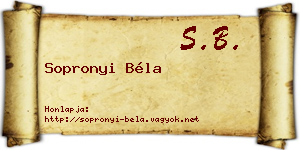 Sopronyi Béla névjegykártya